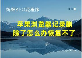 苹果浏览器记录删除了怎么办恢复不了