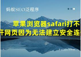 苹果浏览器safari打不开网页因为无法建立安全连接