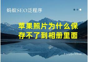 苹果照片为什么保存不了到相册里面