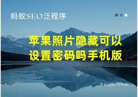 苹果照片隐藏可以设置密码吗手机版