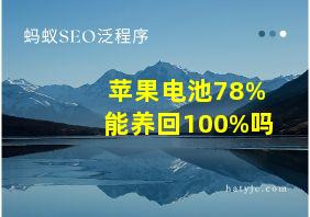 苹果电池78%能养回100%吗