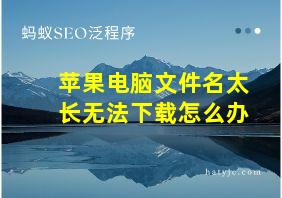 苹果电脑文件名太长无法下载怎么办