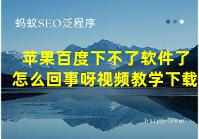 苹果百度下不了软件了怎么回事呀视频教学下载