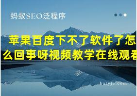 苹果百度下不了软件了怎么回事呀视频教学在线观看