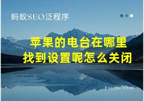 苹果的电台在哪里找到设置呢怎么关闭