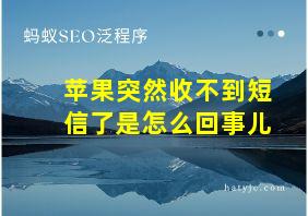 苹果突然收不到短信了是怎么回事儿