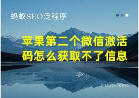 苹果第二个微信激活码怎么获取不了信息