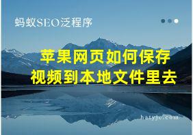 苹果网页如何保存视频到本地文件里去