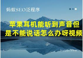 苹果耳机能听到声音但是不能说话怎么办呀视频