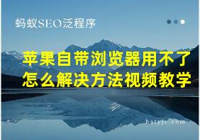 苹果自带浏览器用不了怎么解决方法视频教学