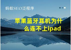 苹果蓝牙耳机为什么连不上ipad