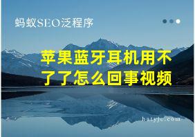 苹果蓝牙耳机用不了了怎么回事视频