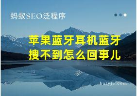 苹果蓝牙耳机蓝牙搜不到怎么回事儿