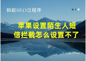 苹果设置陌生人短信拦截怎么设置不了