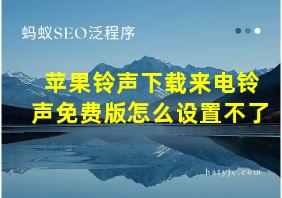 苹果铃声下载来电铃声免费版怎么设置不了