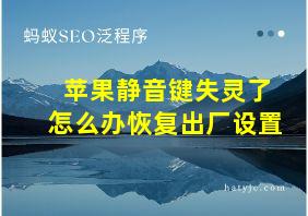 苹果静音键失灵了怎么办恢复出厂设置