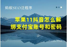 苹果11抖音怎么解绑支付宝账号和密码