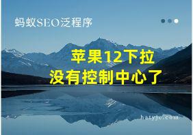 苹果12下拉没有控制中心了