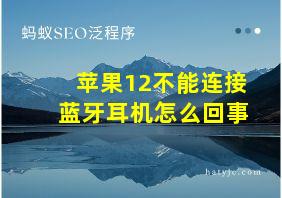 苹果12不能连接蓝牙耳机怎么回事