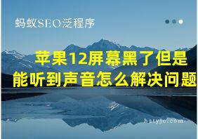 苹果12屏幕黑了但是能听到声音怎么解决问题