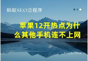 苹果12开热点为什么其他手机连不上网