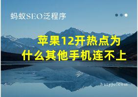 苹果12开热点为什么其他手机连不上