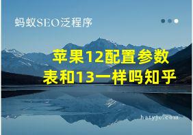 苹果12配置参数表和13一样吗知乎