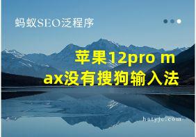 苹果12pro max没有搜狗输入法