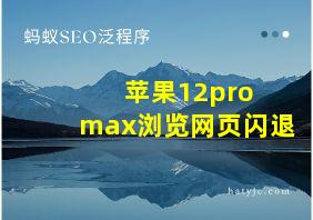 苹果12pro max浏览网页闪退