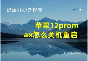 苹果12promax怎么关机重启