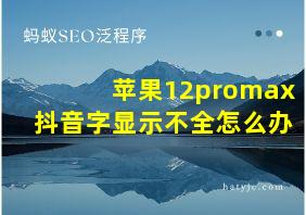 苹果12promax抖音字显示不全怎么办