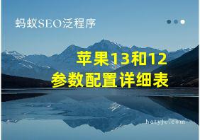 苹果13和12参数配置详细表