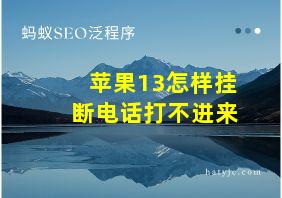 苹果13怎样挂断电话打不进来