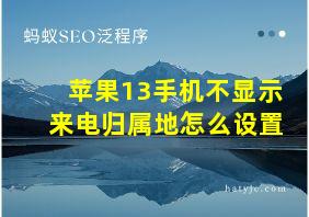 苹果13手机不显示来电归属地怎么设置