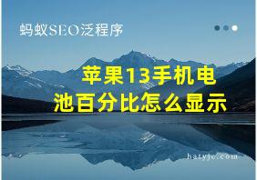 苹果13手机电池百分比怎么显示