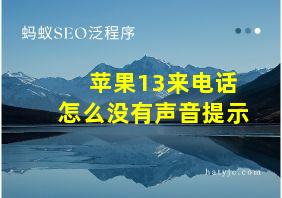 苹果13来电话怎么没有声音提示