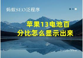 苹果13电池百分比怎么显示出来