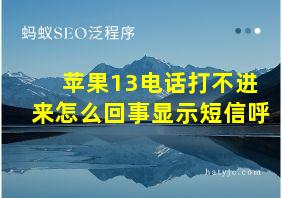 苹果13电话打不进来怎么回事显示短信呼