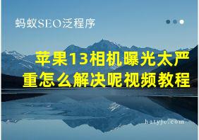 苹果13相机曝光太严重怎么解决呢视频教程