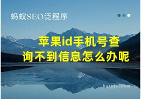 苹果id手机号查询不到信息怎么办呢