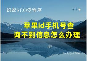 苹果id手机号查询不到信息怎么办理