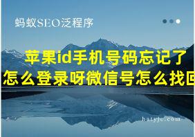 苹果id手机号码忘记了怎么登录呀微信号怎么找回