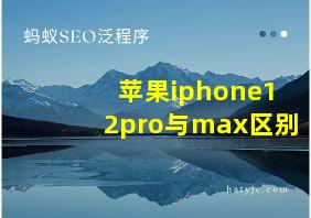 苹果iphone12pro与max区别