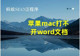 苹果mac打不开word文档