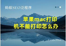 苹果mac打印机不能打印怎么办