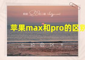 苹果max和pro的区别