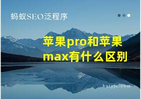 苹果pro和苹果max有什么区别