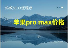 苹果pro max价格