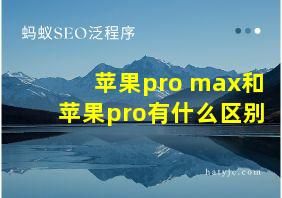 苹果pro max和苹果pro有什么区别