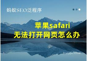 苹果safari无法打开网页怎么办